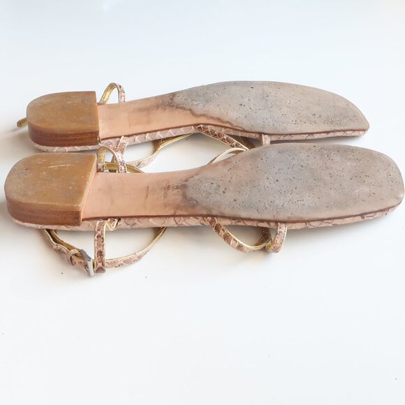 Prada Snakeskin Sandals Designer Summer Flats Casual Thong Sandals Flip Flops - Picture 14 of 16